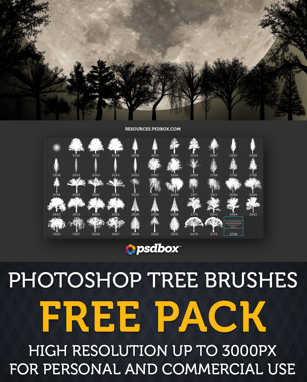 Tree Brushes High Resolution FREE PACK