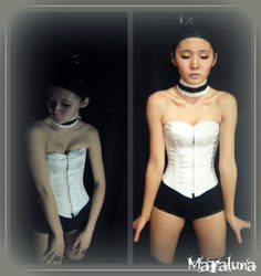 White silk corset