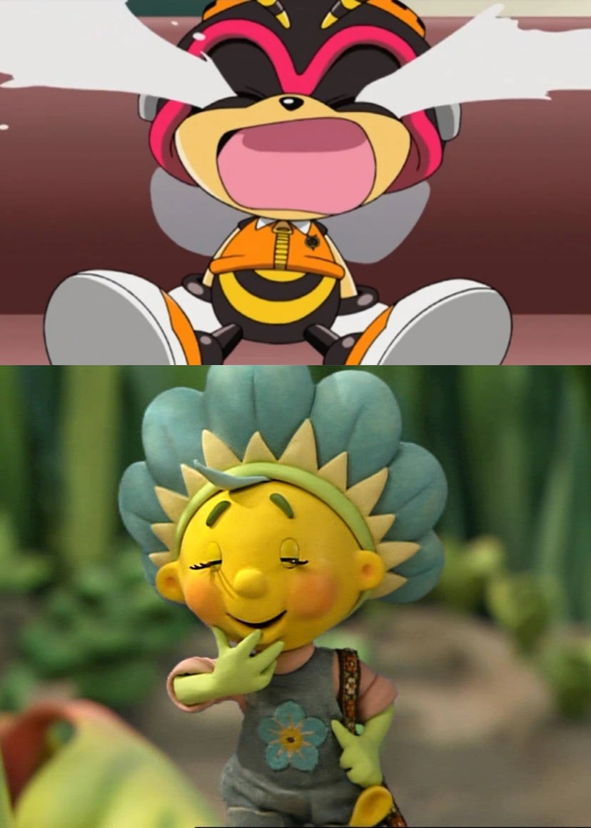 Fifi Forget-Me-Not laughs at Charmy Bee crying