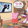 Rouge watches Pingu instead of Peppa Pig