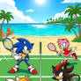Sonic and Tails vs. Shadow and Amy at Tennis