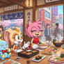 Amy, Blaze and Cream enjoy food in Tokyo