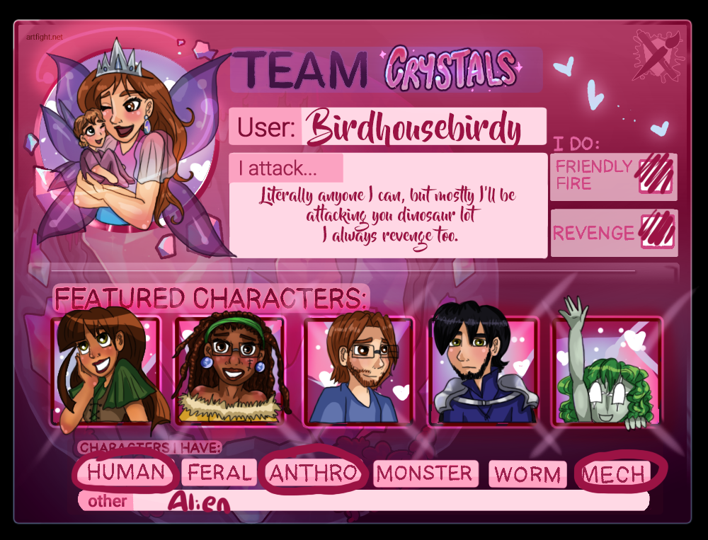 Artfight 2025 Profile Team Crystals! by Birdhousebirdy on DeviantArt