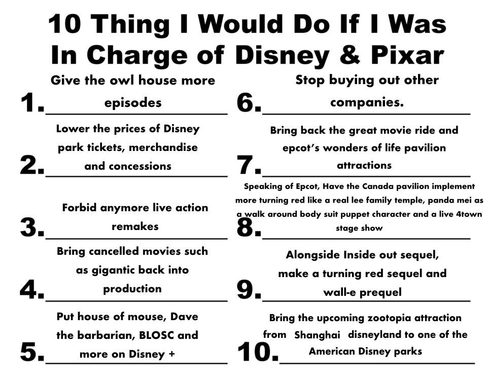 10 Things To Do If I Were In Charge Of Disney By Tanasweet123 On DeviantArt 10 things to do if i were in charge of disney by tanasweet123 on deviantart
