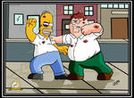 Homer Vs. Peter Dream Fight by AngelCrusher