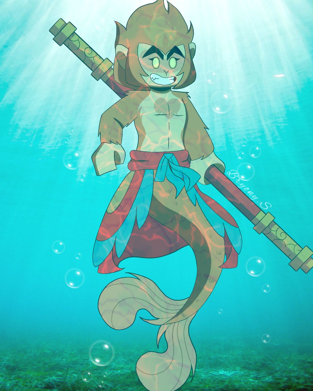 Sun wukong as a mermonkey by BryonySimons on DeviantArt