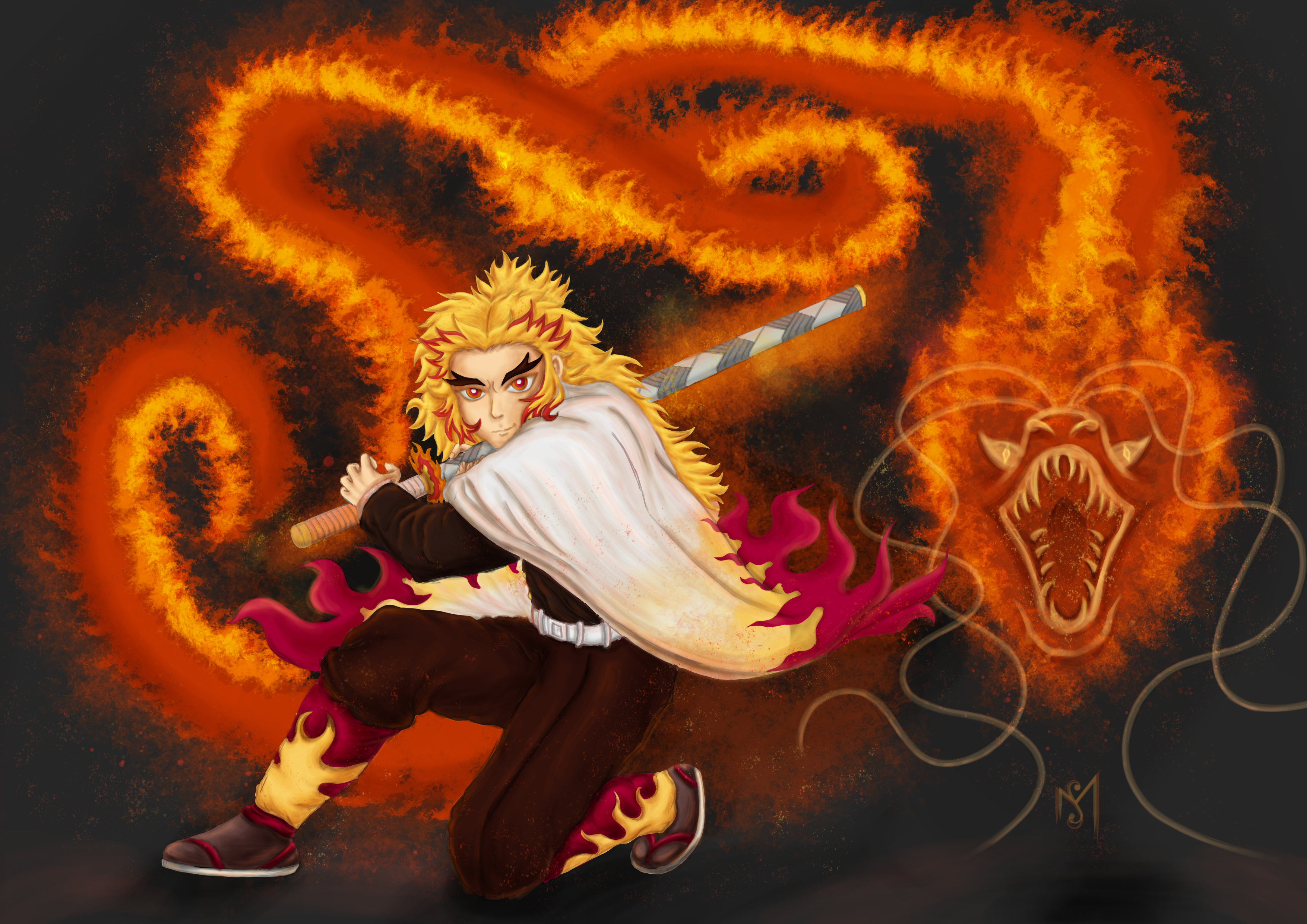 Fire Hashira Kyojuro Rengoku by MCAshe on DeviantArt