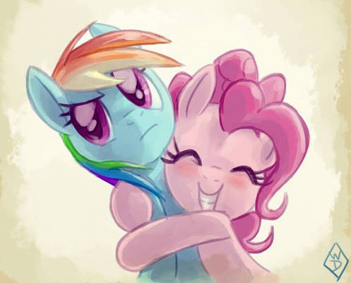 pinkie pie hugs rainbow dash