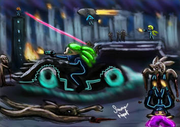 when splatoon meet zombie in a tron future