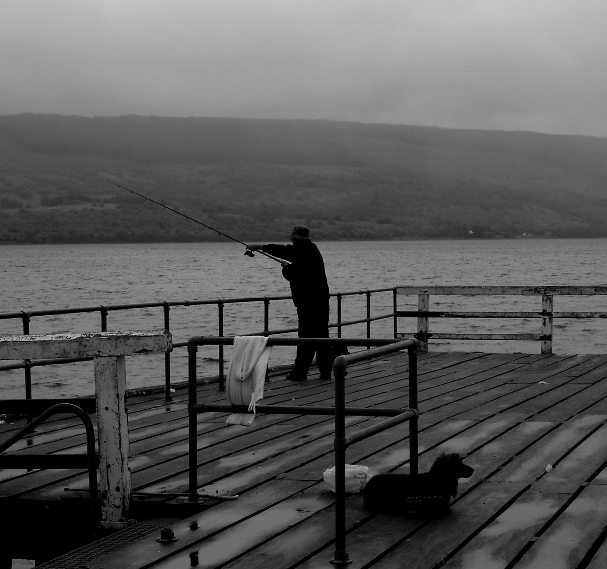 Angler and his dog