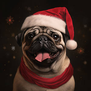  Photorealistic Pug Wearing A Santa Hat --v  5dadf