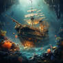  An Underwater Scene Of A Sunken Pirate Ship 7038c