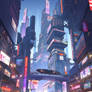  A Bustling Futuristic Cityscape At Dusk Fea 1caab