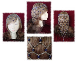 Blue Beaded Chainmaille Headdress