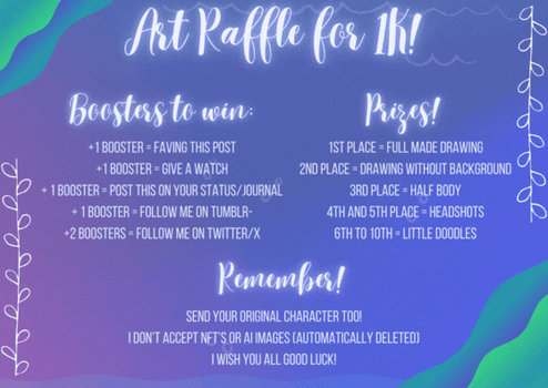 1k Watchers Art Raffle (ends April 8th) by jackyleo738