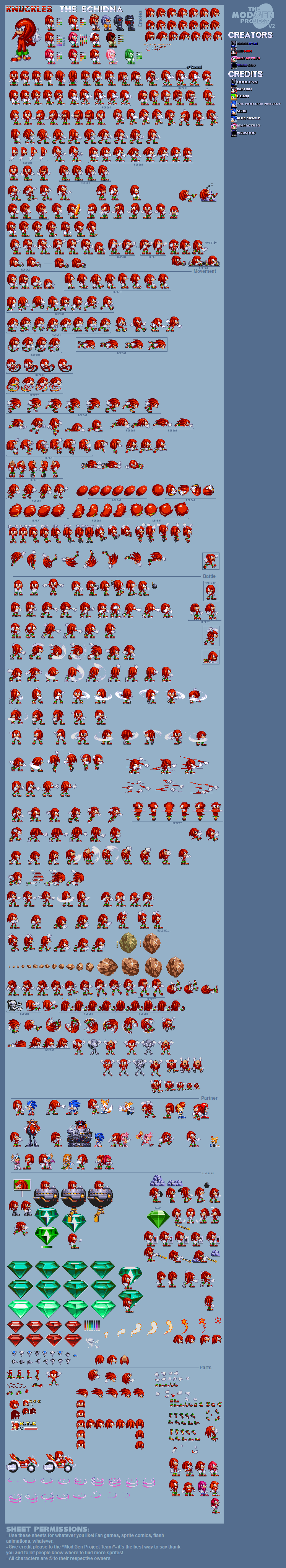 Modgen Modern Knuckles V2 sprite sheet (WIP I) by evgeniimurin on ...