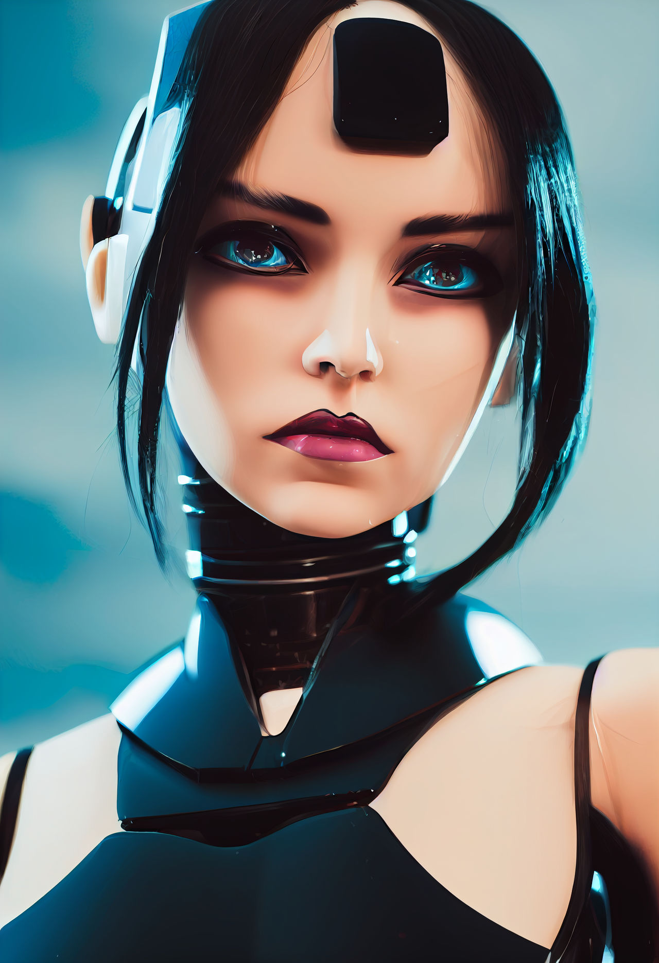 Blue-eyed Beautiful female android by Midjourney by VonManhaim on ...