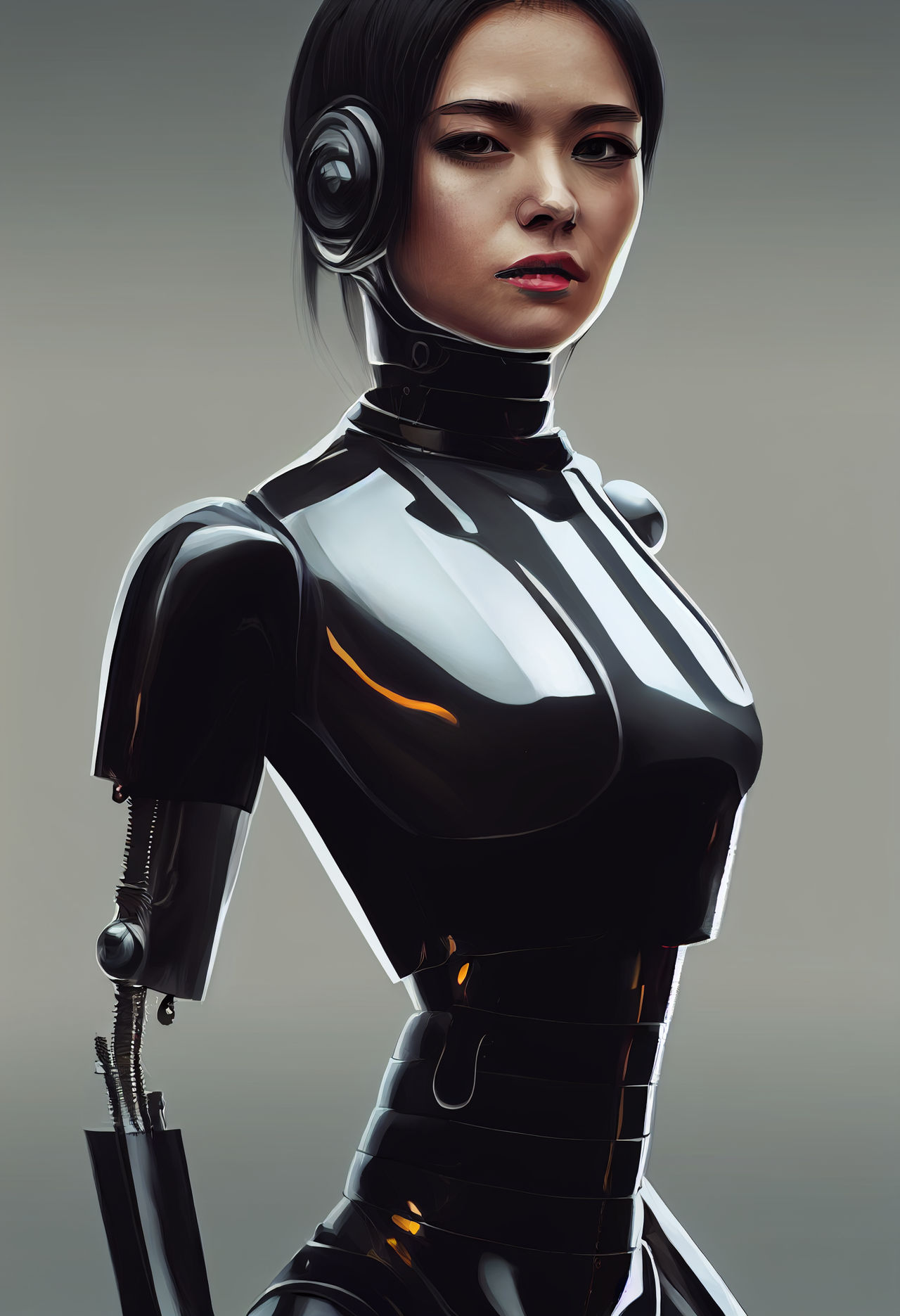 black glossy body female android by Midjourney by VonManhaim on DeviantArt