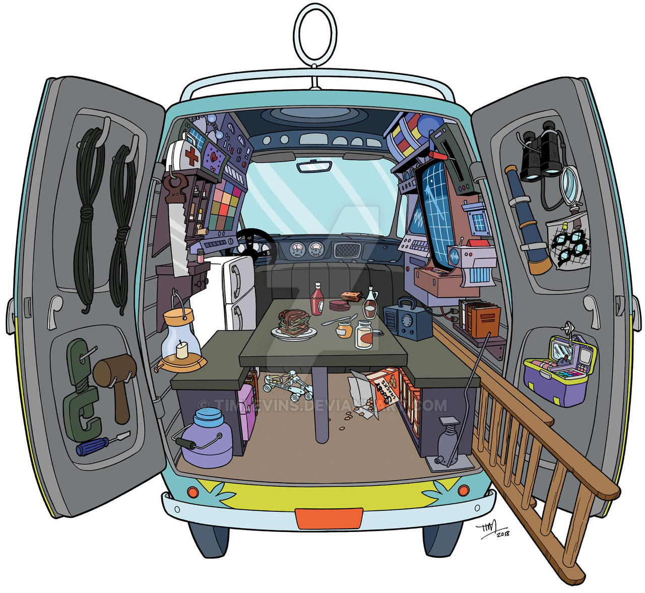 Scooby-Doo Encyclopedia: Mystery Machine interior by TimLevins on
