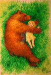 Goldilocks and bear, sleeping