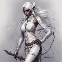 Drow dominatrix elf in white leather outfit white 