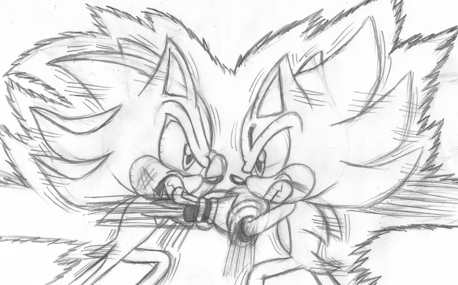 Sketch: Sonic vs Shadow - Re-Remake by Galaxyneir on DeviantArt
