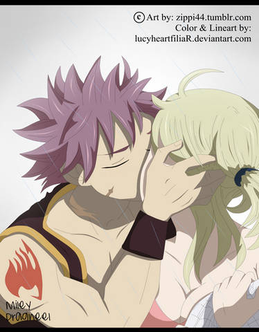 Natsu and Lucy hug/kiss Dragon Cry by genezizpa on DeviantArt