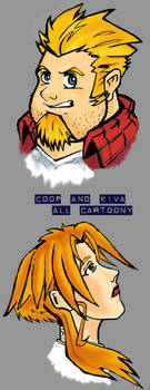 coop and kiva all cartoony