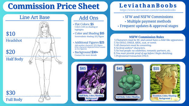 Commission Price Sheet