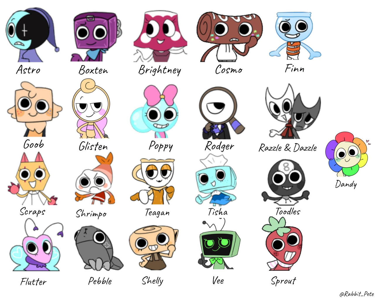 Dandy's World All Characters (Update again) by RabbitPetevsx on DeviantArt