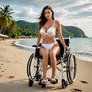 Filipino paraplegic girl on the beach