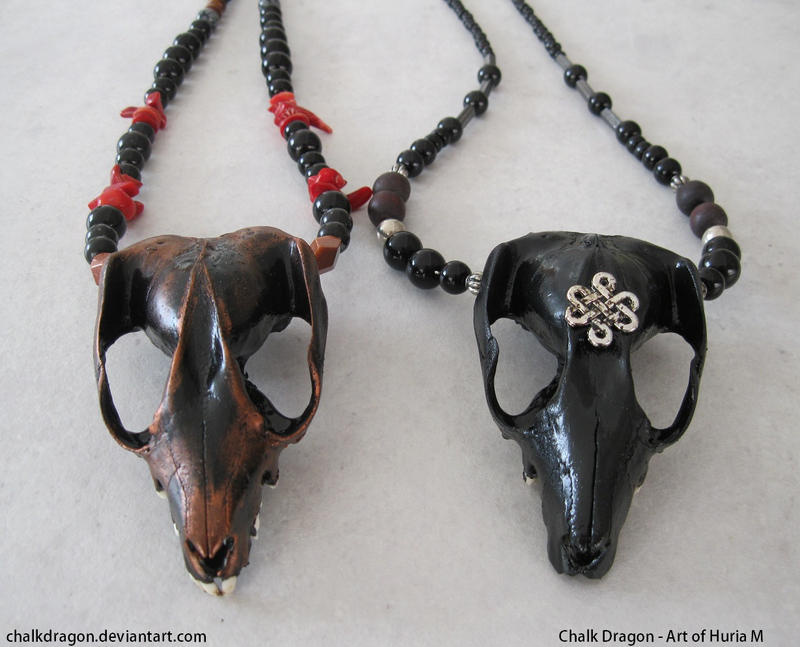 Possum skull necklaces