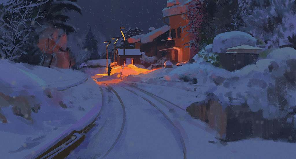 Winter train station by snatti89 on DeviantArt