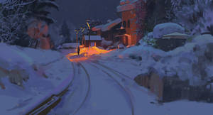 Winter train station