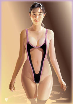 Swimsuit with a border of pink