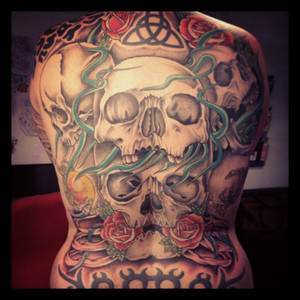 Big skull back tattoo