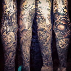 Religious sleeve tattoo