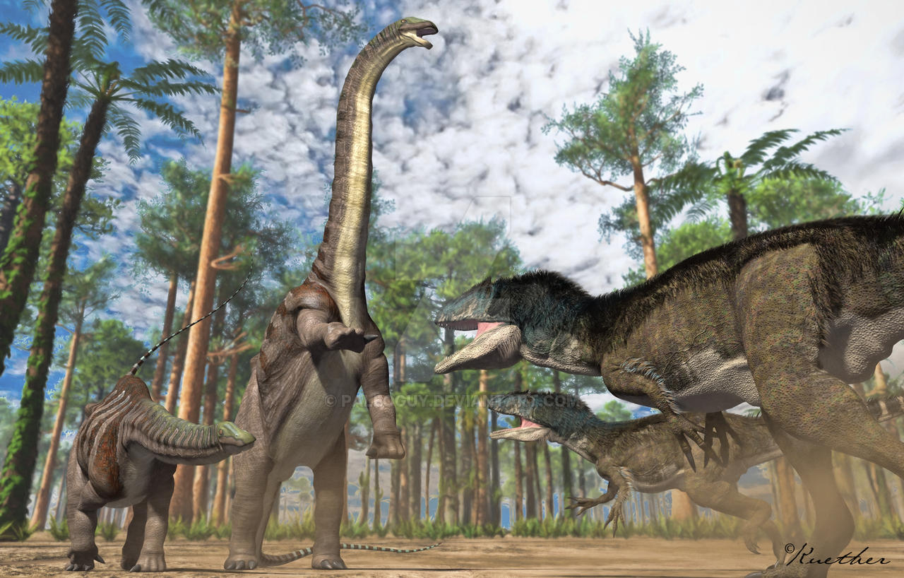 Brontosaurus, Allosaurus by PaleoGuy on DeviantArt