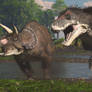 Tyrannosaurus and Juvenile Triceratops