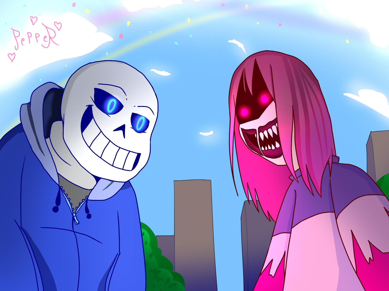 Sans vs Betty (glitchtale fanart) by XxPepercatxX on DeviantArt
