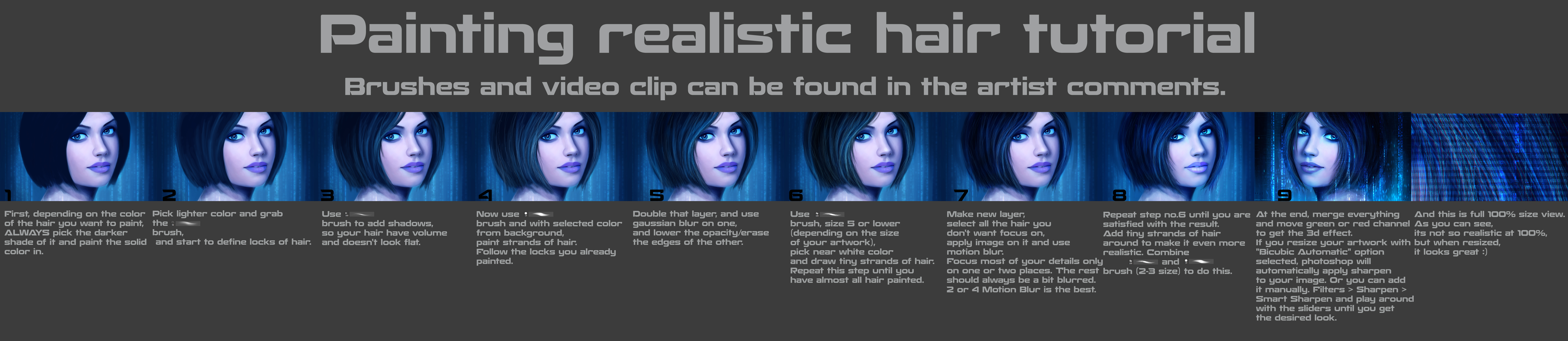 Painting realistic hair tutorial