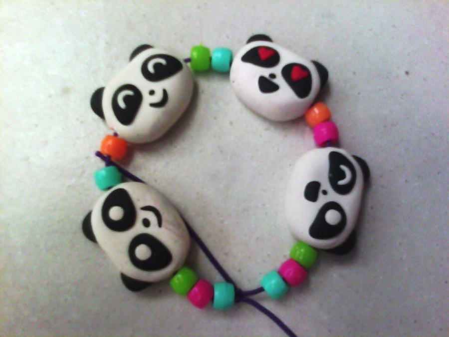 Panda Expressions Clay Bracelet