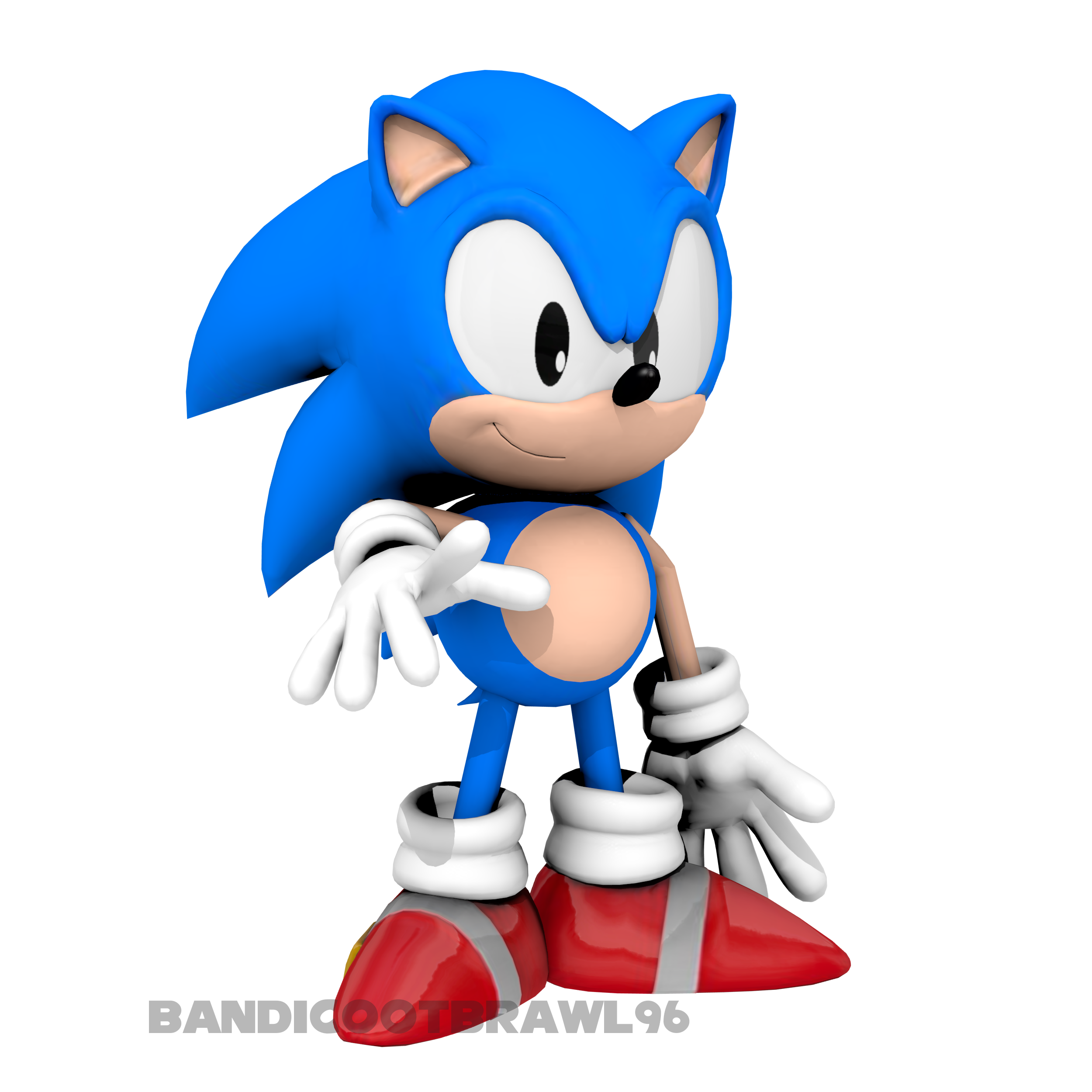 Classic Sonic Render Test 1 with New textures by bandicootbrawl96