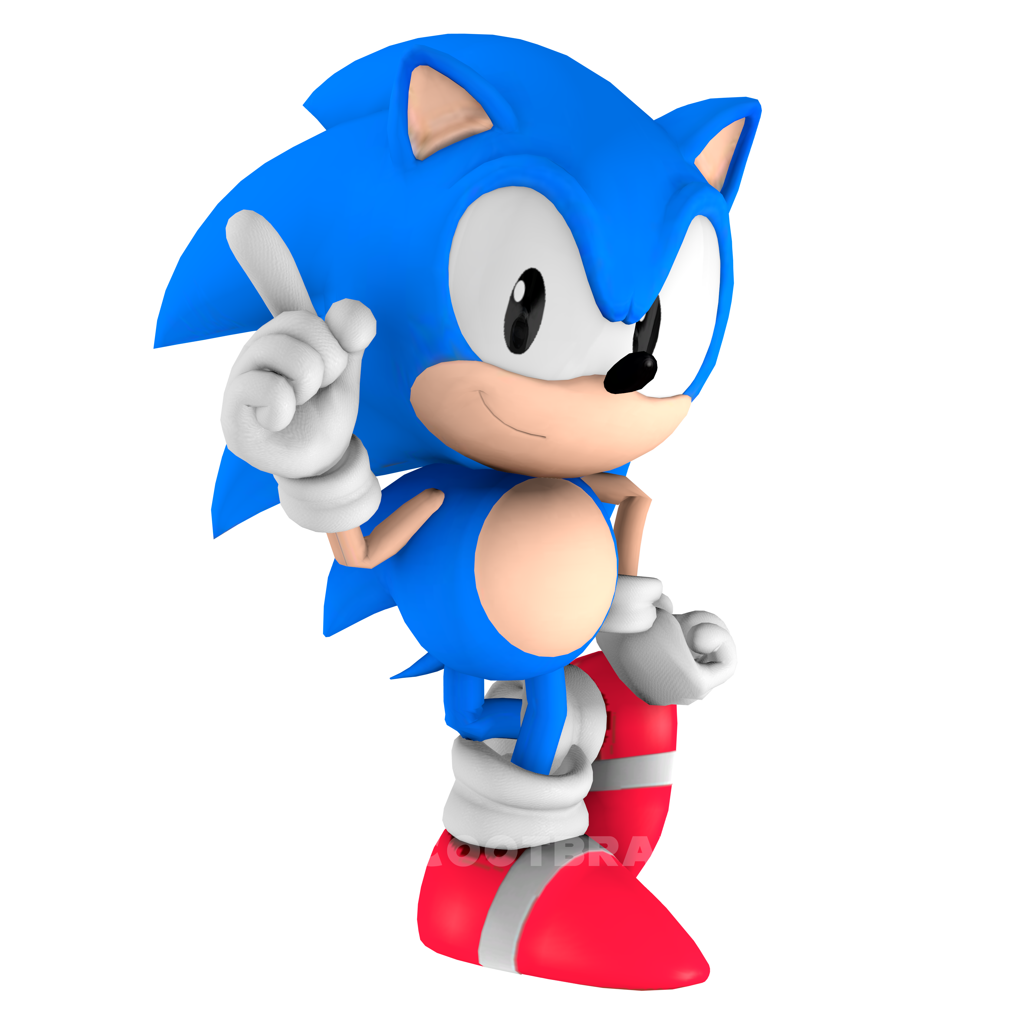 Classic Sonic Render Test 1 with New textures by bandicootbrawl96