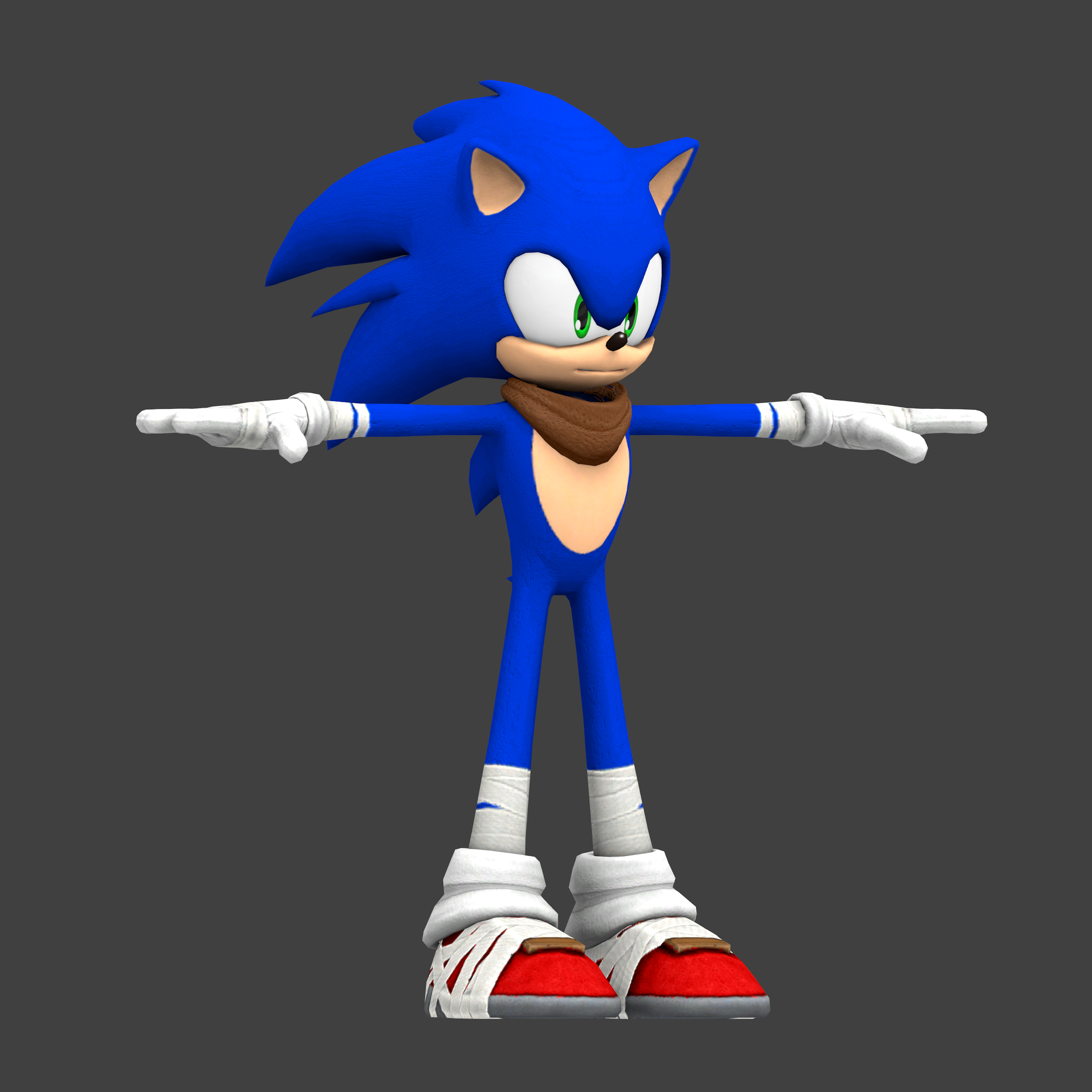 Classic Sonic Render Test 1 with New textures by bandicootbrawl96