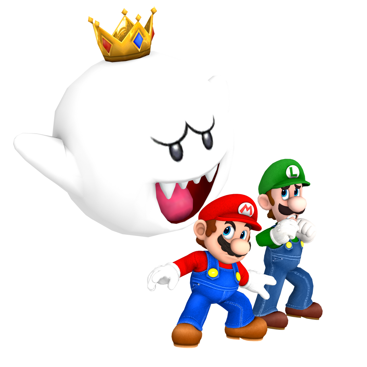 Mario, Luigi, and King Boo Render