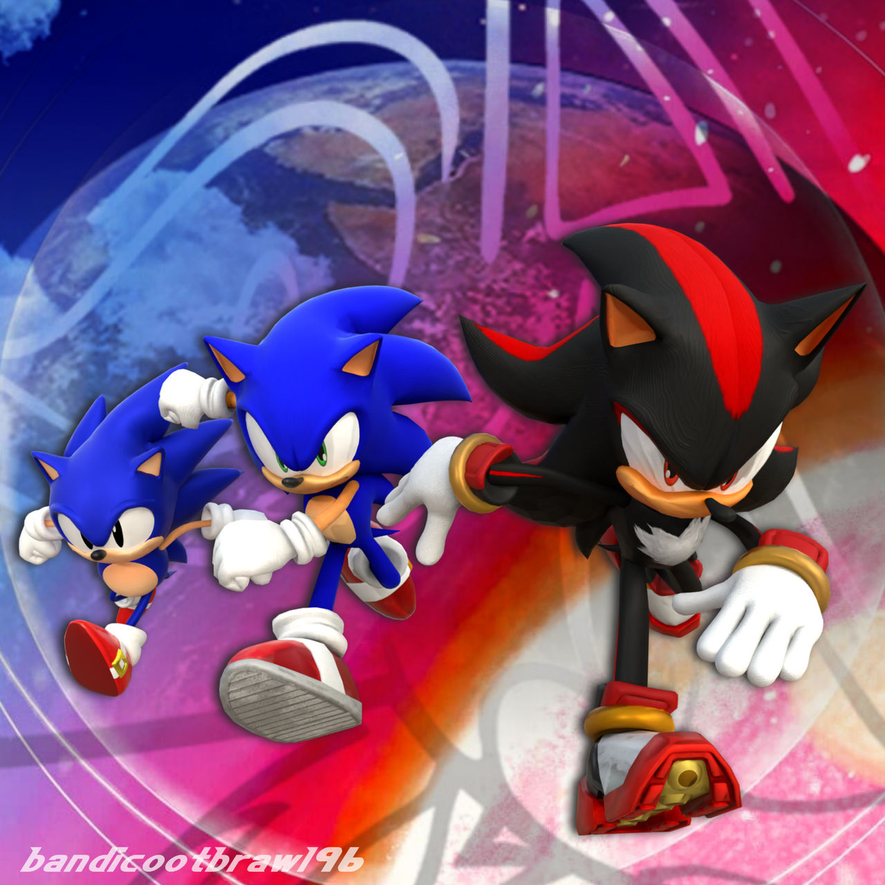 Sonic x Shadow Generations 3 Hedgehogs Render