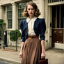 Maya Hawke Dressed As 1940's Secretary Skirt Big B