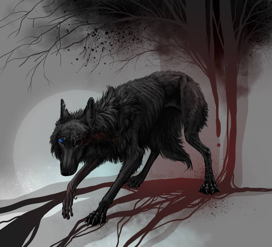 Кошмар собаки. Жеводанский зверь волк. Ведьмак кошмар волка арт. Волк демон Анубис.