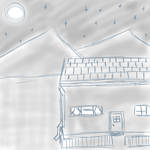 sketch - random house at night by Aisuryuu